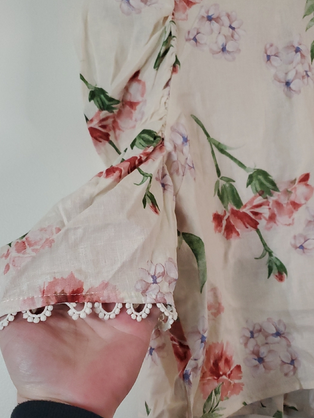 Laura Ashley Linen Floral Puff Sleeve Blouse Size Med Romantic Cottagecore Resor - Picture 5 of 13